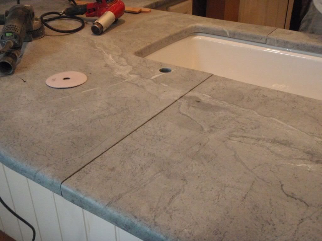 Soapstone Countertop Seam at middle of sink OK?